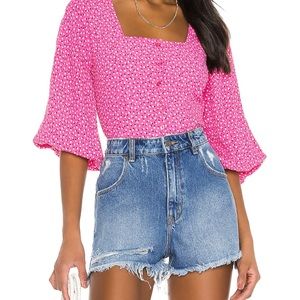 Rollas - The Roxanne Mini Tulips Blouse Hot Pink